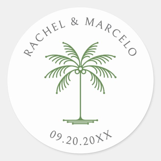 Sticker Rond Mariage Tropical Palm Tree (Devant)