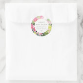 Sticker Rond Mariage Tropical Rose Vert Bougainvillea (Sac)
