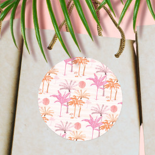 Sticker Rond Mariage Tropical Vintage Palmier