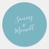 Sticker Rond Mariage Turquoise Blue Beach (Devant)