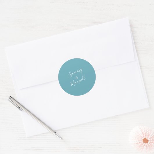 Sticker Rond Mariage Turquoise Blue Beach (Enveloppe)