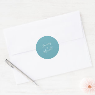 Sticker Rond Mariage Turquoise Blue Beach