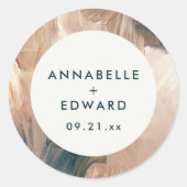 Sticker Rond Mariage turquoise bohème moderne peint en terre cu (Devant)