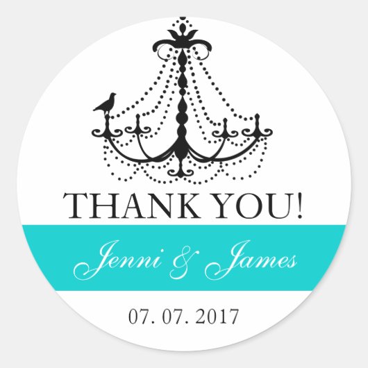 Sticker Rond Mariage turquoise Chandelier chandelier Favoriser  (Devant)