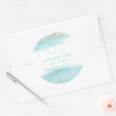 Sticker Rond Mariage Turquoise Favor Merci (Enveloppe)