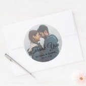 Sticker Rond Mariage Typographie Script Merci (Enveloppe)