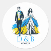 Sticker Rond Mariage ukrainien en couple (Devant)