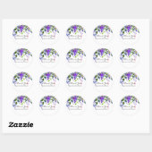 Sticker Rond Mariage Ultra Violet Aquarelle Floral (Feuille)
