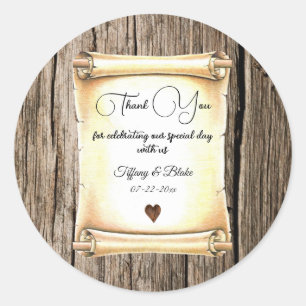 Sticker Rond Mariage unique de défilement et de plume