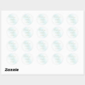 Sticker Rond Mariage Vague Aquarelle Bleue (Feuille)