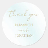 Sticker Rond Mariage Vague Aquarelle Bleue (Devant)