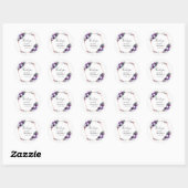 Sticker Rond Mariage végétal violet Fleur Merci Favor (Feuille)