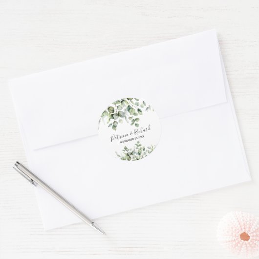 Sticker Rond Mariage verdoyant (Enveloppe)
