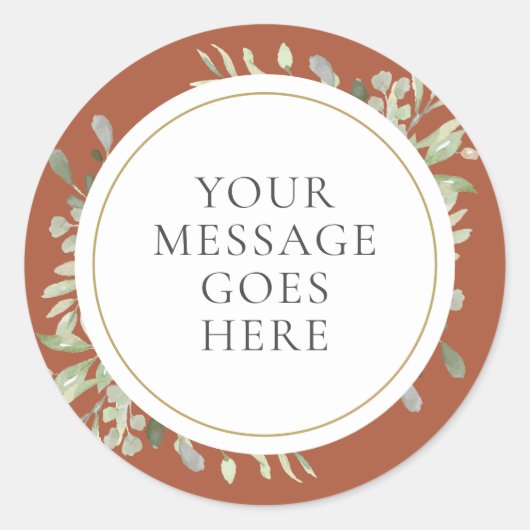 Sticker Rond Mariage verdure aquarelle terre cuite (Devant)