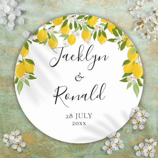Sticker Rond Mariage verdure Fleur d'Oranger Citron