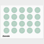 Sticker Rond Mariage vert à la menthe douce | Merci calligraphi (Feuille)