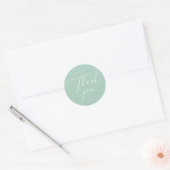 Sticker Rond Mariage vert à la menthe douce | Merci calligraphi (Enveloppe)