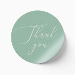 Sticker Rond Mariage vert à la menthe douce | Merci calligraphi<br><div class="desc">Dites merci avec un style frais et raffiné en utilisant cet élégant sticker mariage rond en vert menthe doux. Doté d'une calligraphie gracieuse et d'une disposition épurée et minimaliste, cet autocollant ajoute une touche subtile de charme à vos faveurs de mariage, enveloppes ou emballages cadeaux. Le ton feutré mélange la...</div>