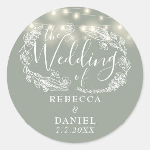 Sticker Rond Mariage vert de la plage de floraison