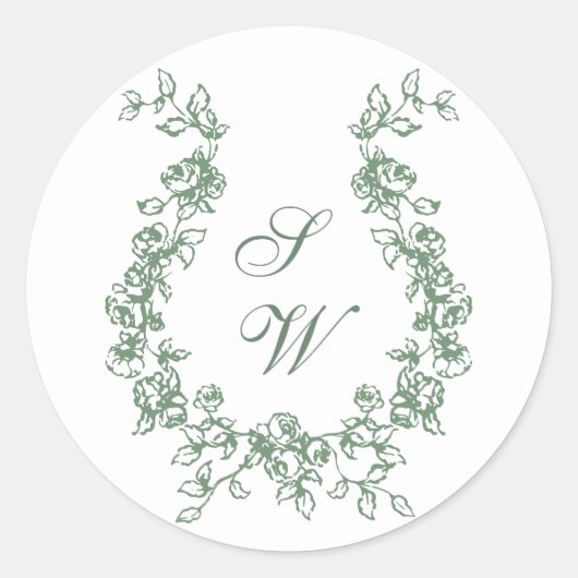 Sticker Rond Mariage vert de la saison florale de la Renaissanc (Devant)