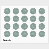Sticker Rond Mariage Vert Écriture Simple Calligraphie Traiteme (Feuille)