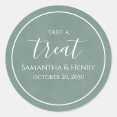 Sticker Rond Mariage Vert Écriture Simple Calligraphie Traiteme (Devant)