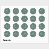 Sticker Rond Mariage Vert Écriture Simple Calligraphie Traiteme (Feuille)