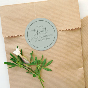 Sticker Rond Mariage Vert Écriture Simple Calligraphie Traiteme