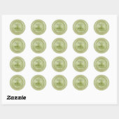 Sticker Rond Mariage Vert Elegant Or (Feuille)