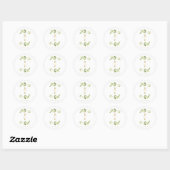 Sticker Rond Mariage Vert et Or Initial (Feuille)