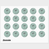 Sticker Rond Mariage vert eucalyptus de sauge d'aquarelle moder (Feuille)