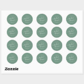 Sticker Rond Mariage Vert Fête de Fiançailles (Feuille)