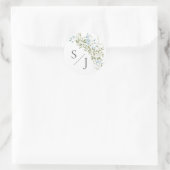 Sticker Rond Mariage vert Fleur sauvage bleu printemps (Sac)