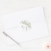 Sticker Rond Mariage vert Fleur sauvage bleu printemps (Enveloppe)