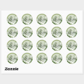 Sticker Rond Mariage vert Floral Amour Enveloppe Sceau (Feuille)