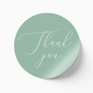 Sticker Rond Mariage Vert Menthe Douce Remerciements Calligra