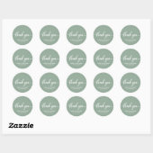 Sticker Rond Mariage vert Merci Sage (Feuille)
