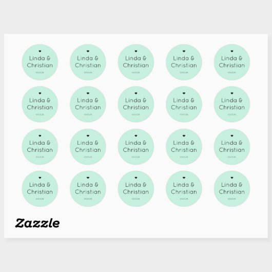 Sticker Rond Mariage vert minimaliste (Feuille)
