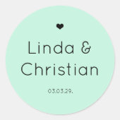 Sticker Rond Mariage vert minimaliste (Devant)