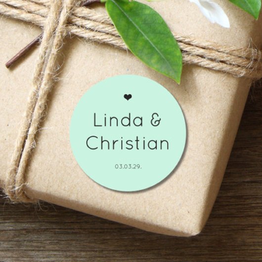 Sticker Rond Mariage vert minimaliste