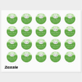 Sticker Rond Mariage vert Monogramme Damask Seal (Feuille)