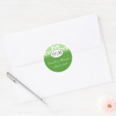 Sticker Rond Mariage vert Monogramme Damask Seal (Enveloppe)