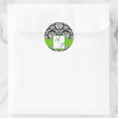 Sticker Rond Mariage vert Monogramme Damask Seal (Sac)