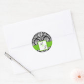 Sticker Rond Mariage vert Monogramme Damask Seal (Enveloppe)