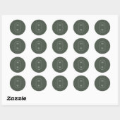 Sticker Rond Mariage vert monogramme minimaliste (Feuille)