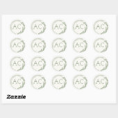 Sticker Rond Mariage vert Muet de cadre de feuillage moderne (Feuille)