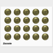 Sticker Rond Mariage Vert Olive Deux Cœurs Entrelacés (Feuille)