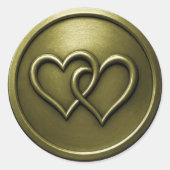 Sticker Rond Mariage Vert Olive Deux Cœurs Entrelacés (Devant)