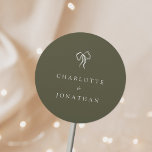 Sticker Rond Mariage vert olive élégant moderne<br><div class="desc">Sticker classique rond Mariage élégant moderne Olive Green</div>