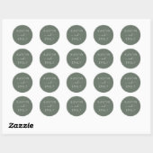 Sticker Rond Mariage vert olive moderne personnalisé (Feuille)
